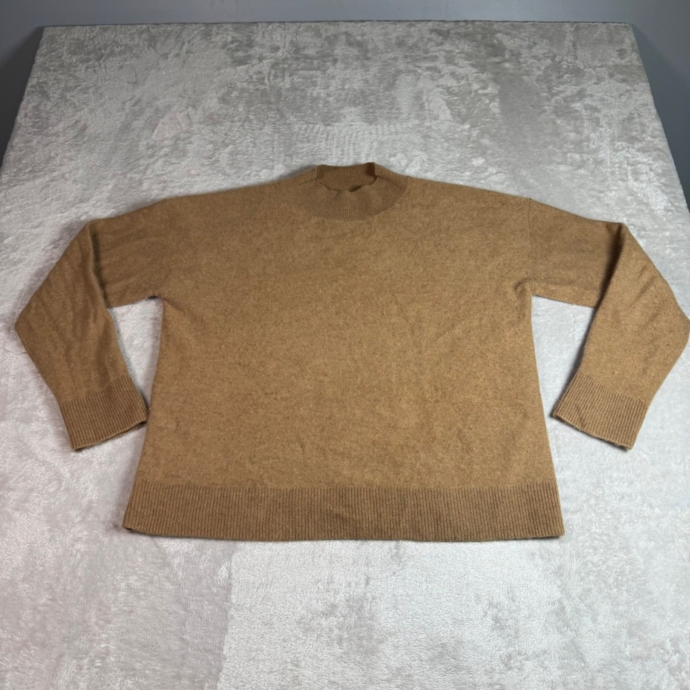 Banana Republic Womens 100% Cashmere Mock Neck Sweater Camel Brown Medium